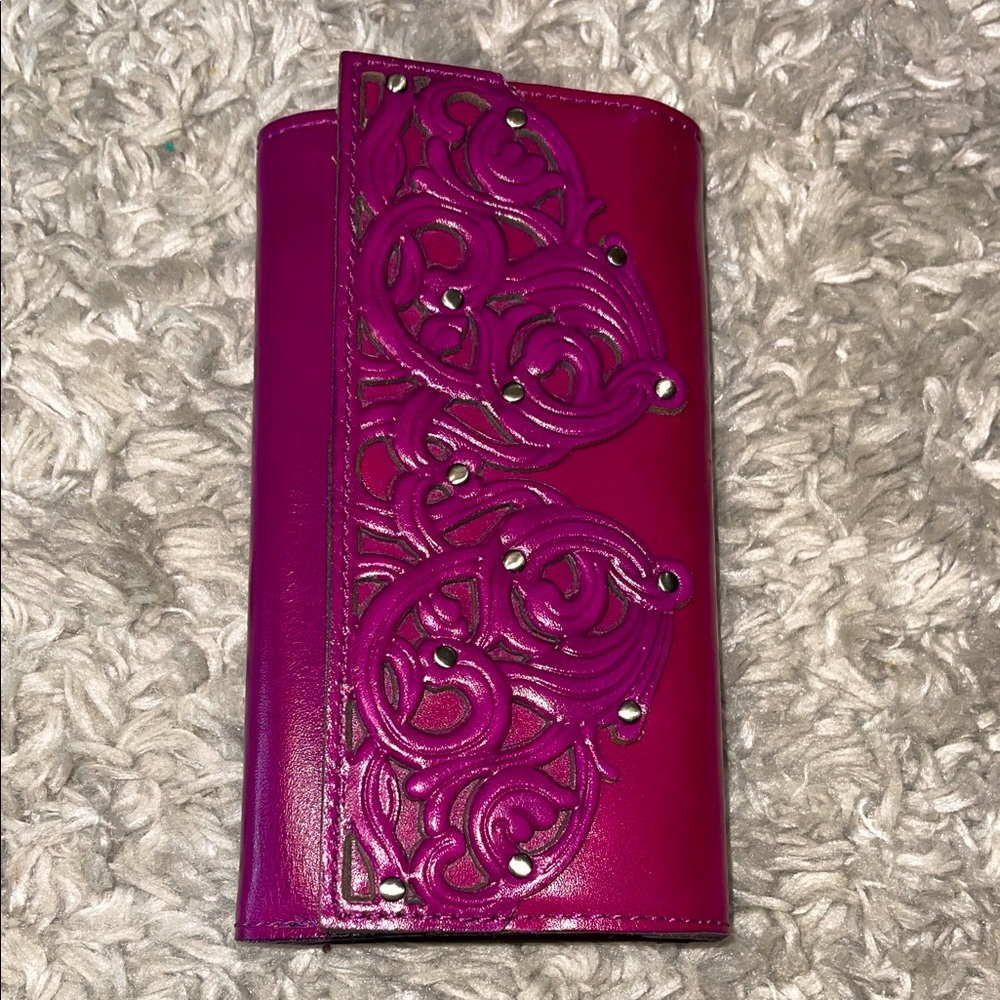Patricia Nash Fuchsia Embossed Studded Wallet